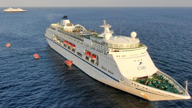 CMV’s Vasco da Gama cruise ship transferring passengers last week in the Indian Ocean.