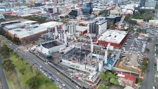 The Geelong convention centre has reached the half way mark of its build. Picture: Brad Fleet