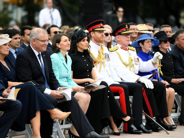 PM Scott Morrison and Premier Gladys Berejiklian attended the Anzac Memorial event with Prince Harry and Meghan but Luke Foley was a no-show. Picture: AAP Image/Joel Carrett