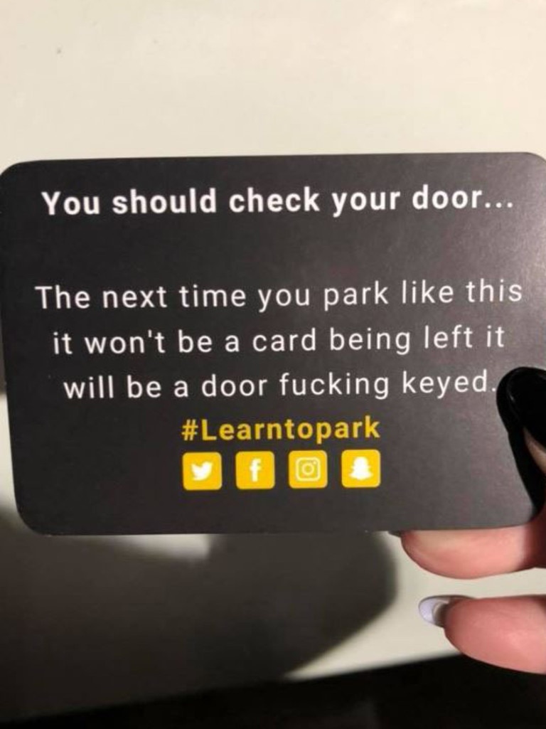 A card that is left on the vehicles of bad parkers