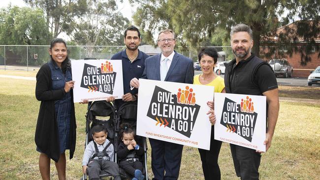 Sureka Heeraluge, Ehaan, Parin, Deepak Sureka, Moreland Mayor John Kavanagh and Anne Harvey. Picture: Ellen Smith