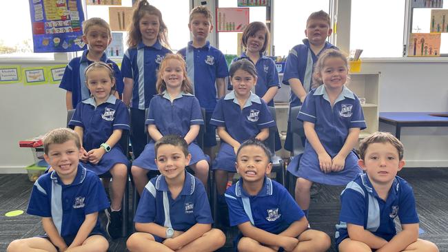 Dalby State School, Class 1B 2022. Back row (L-R) Ezra, Izzabelle, Eli, Jasmine, Jarrod. Middle (L-R) Kalani, Monika, Talana, Kaidance. Front row (L-R) Kade, Jaxon, Xavier, Riley Picture: Emily Devon.