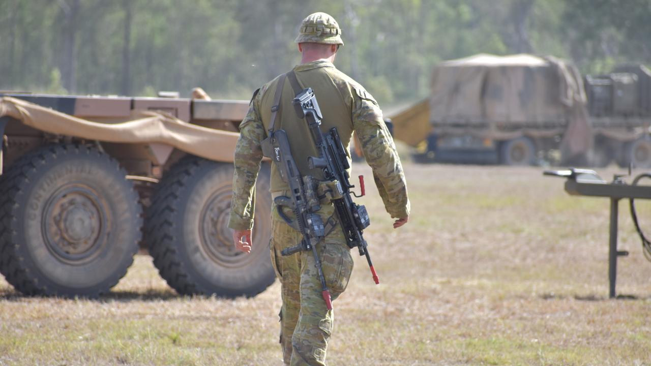 Soldiers at the Shoalwater Bay Training Area for Exercise Diamond Walk 2021.