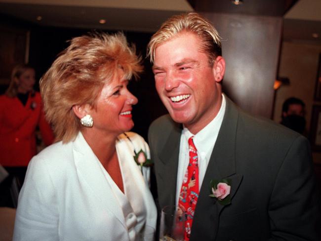 Warne with his mum Brigitte at Mother’s Day lunch at Crown in 1996.