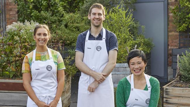 MasterChef SA contestants Laura Sharrad, Callum Hann and Poh Ling Yeow Picture: Network 10