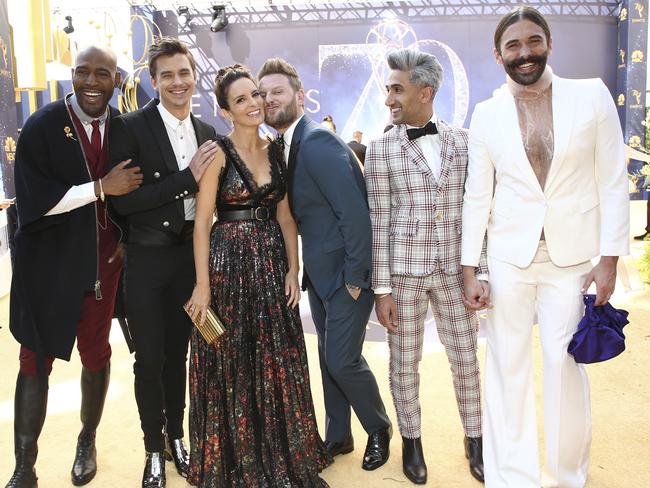 The Queer Eye guys and Tina Fey — ain’t that just a lovefest. Picture: AP