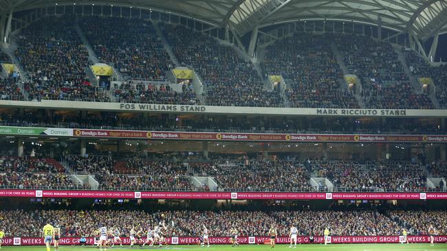 Crowds in the stands at Adelaide Oval. Picture Sarah Reed