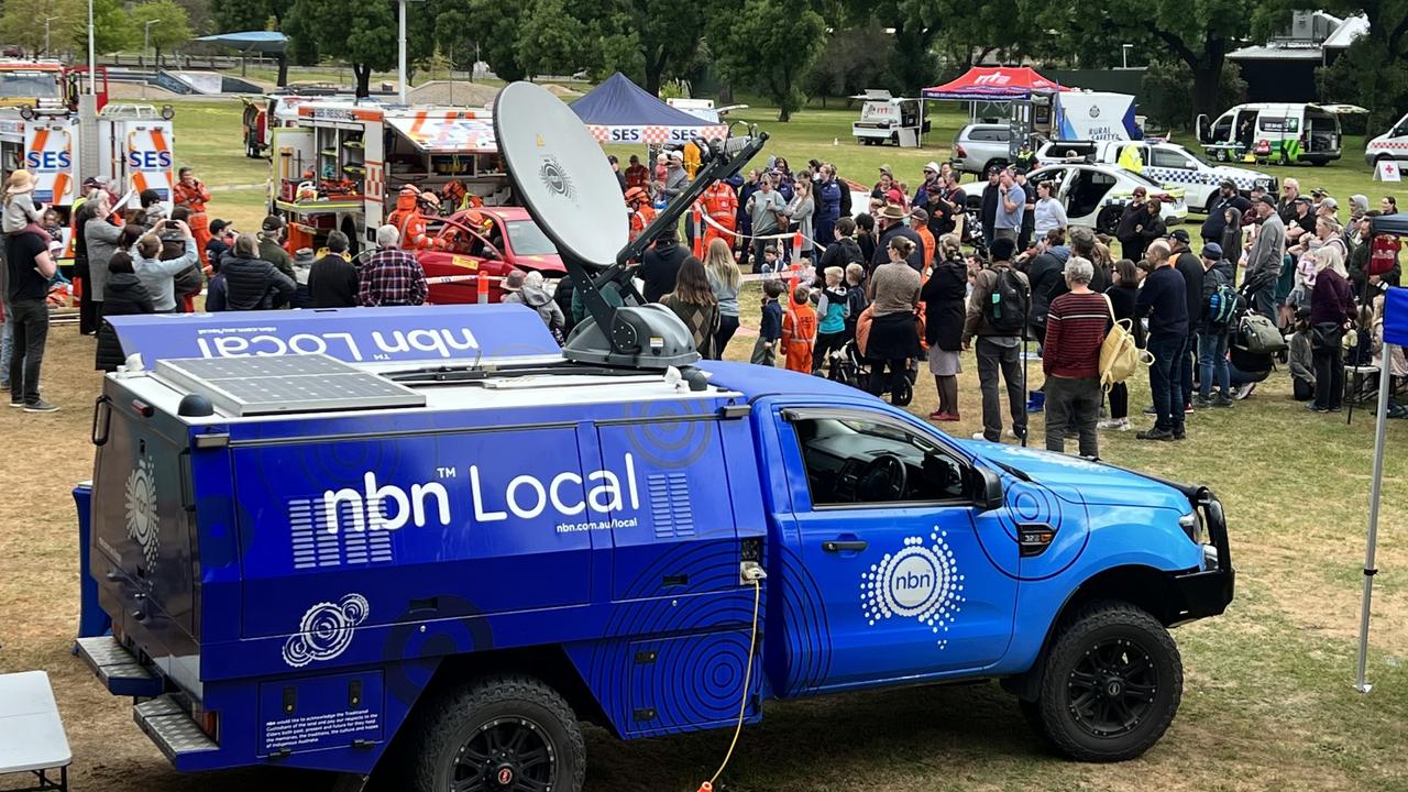 An NBN Muster (Satellite) Truck on display for emergency services and authorities.