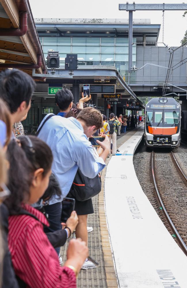 The inaugural service arrives at Sydney’s Central Station.