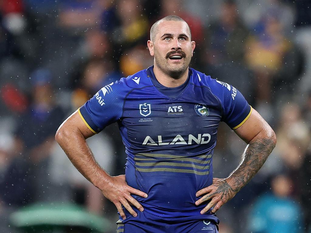 SYDNEY, AUSTRALIA - MAY 10: Reagan Campbell-Gillard of the Eels reacts during the round 10 NRL match between Parramatta Eels and Brisbane Broncos at CommBank Stadium on May 10, 2024, in Sydney, Australia. (Photo by Brendon Thorne/Getty Images)