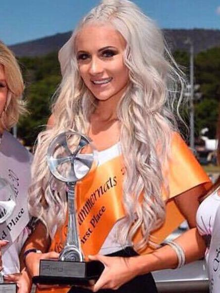 Jazmyne Wardell, 21, with her Miss Summernats trophy and sash.