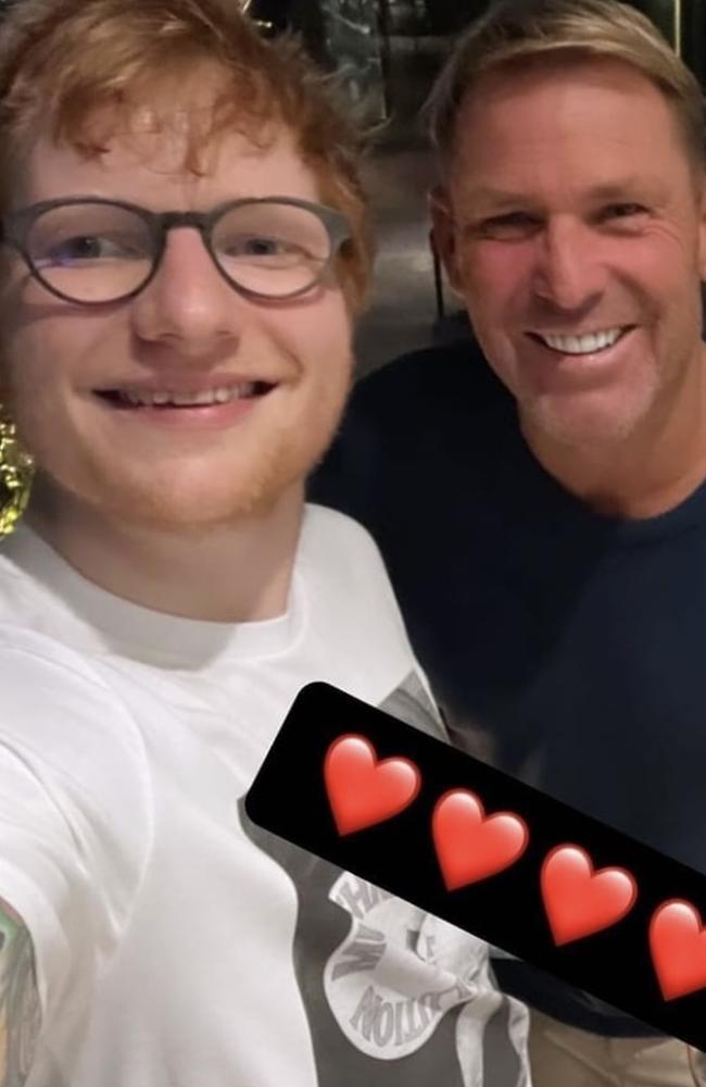 Ed Sheeran and Shane Warne were close pals. Picture: Instagram