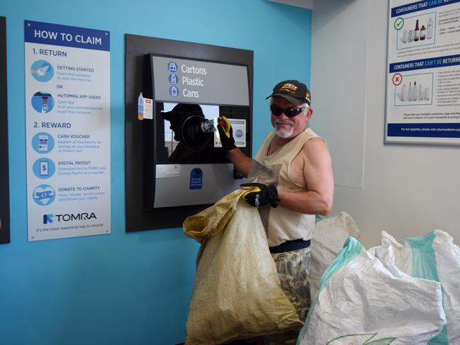 TRASH FOR CASH: Michael Christensen said he waited until mid-morning to make sure it the lines had settled down and he didn't have to stand around to long at the newly opened Ballina Return and Earn Centre.