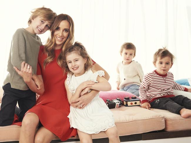 Bec Judd and her children. Picture: Cameron Grayson/Who