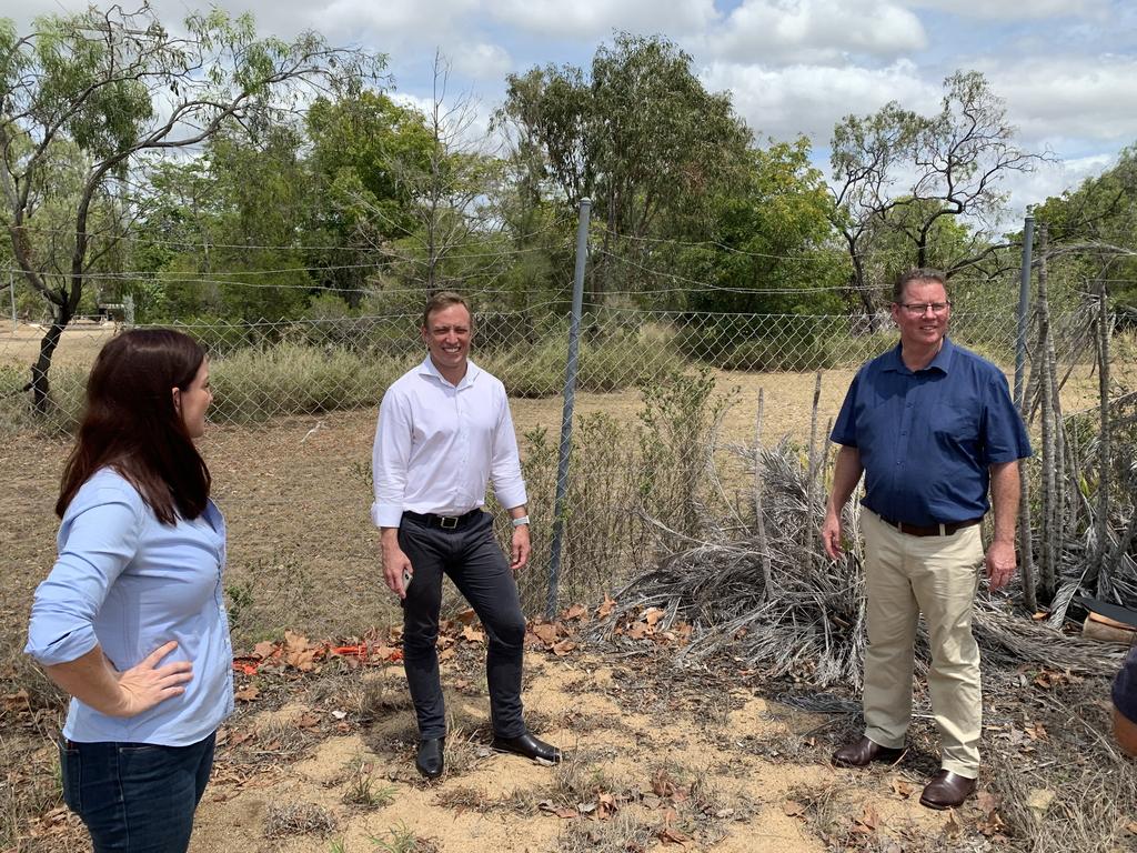 STATION RELOCATION: Deputy Premier Steven Miles and Labor candidates for Keppel Brittany Lauga and Rockhampton Barry O'Rourke check out the vacant block where the new North Rockhampton Ambulance Station would be relocated.