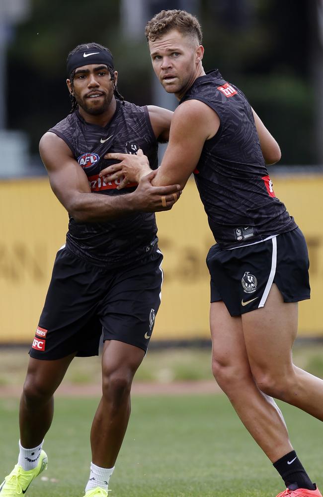 Houston and Isaac Quaynor during Monday’s session. Picture: Michael Klein