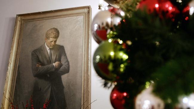 A portrait of former president John F. Kennedy hangs in the White House. Picture: AP