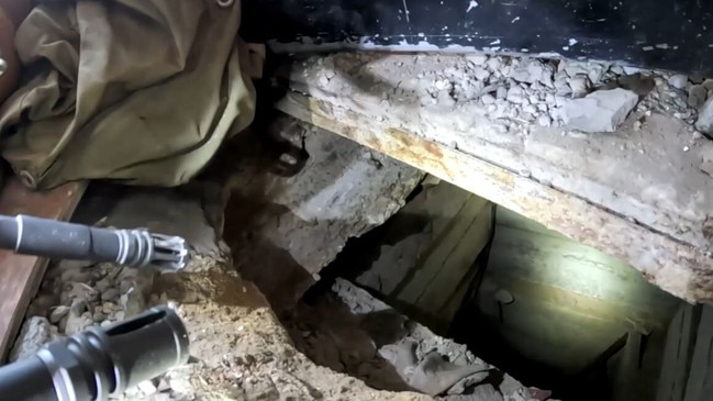 A tunnel found inside a residence in a civilian neighbourhood in the Beit Hanoun district of Gaza, from a video supplied by the Israel Defence Forces