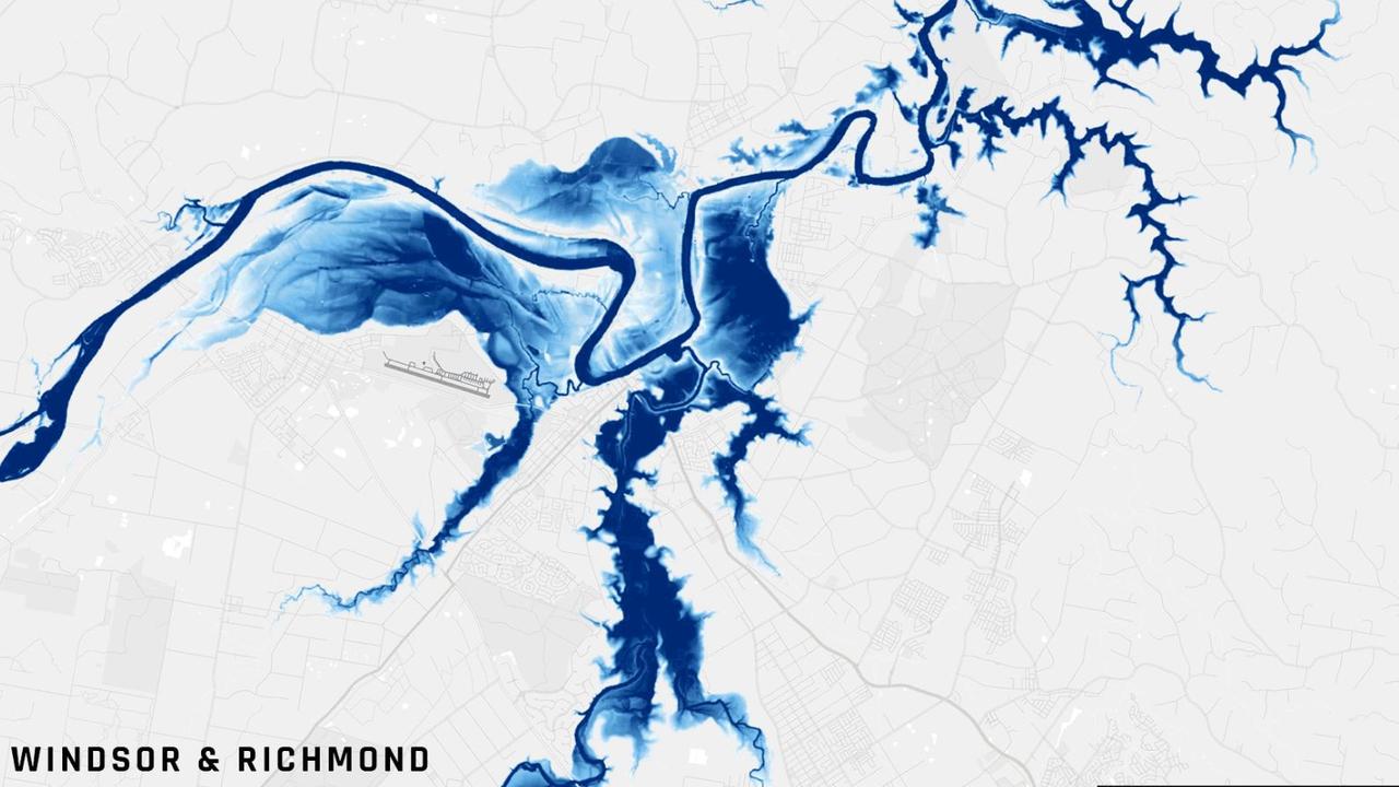 On July 4 vast amounts of water had spilt. Richmond air base can be seen to the left of the image, above the water line. Picture: ICEYE