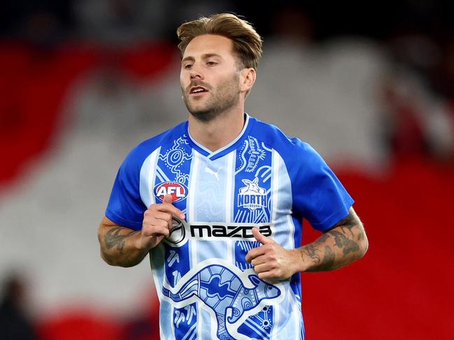 Caleb Daniel lost his role as North Melbourne’s No.1 kick-in taker to Harry Sheezel in round 9. Picture: Josh Chadwick/Getty Images