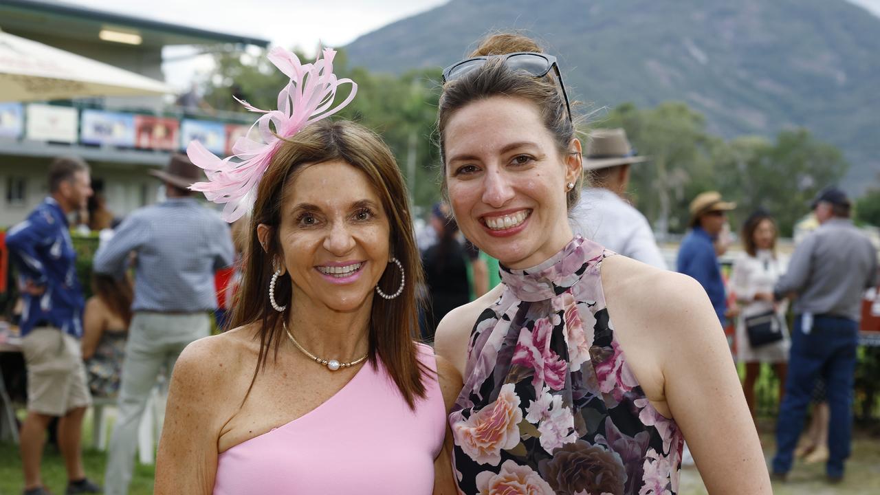 Patrice Honnef and Coral Kemp at the Gordonvale Cup races, held at the Gordonvale Turf Club. Picture: Brendan Radke