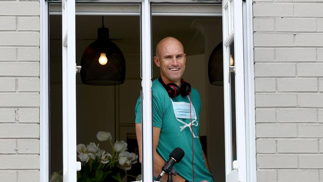 NOVA breakfast radio host Ryan 'Fitzy' Fitzgerald working from home. Picture: Toby Zerna