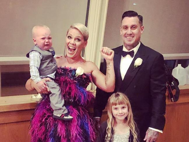 Pink and Carey Hart with baby Jameson and 6-year-old Willow.