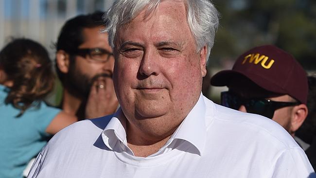 PUP leader Clive Palmer at a Transport Workers Union rally in Canberra.