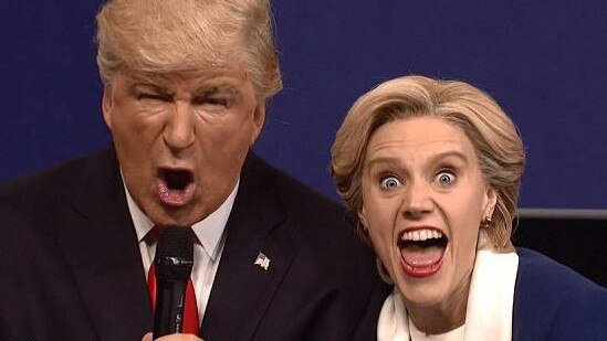 Kate McKinnon and Alec Baldwin as Hillary Clinton and Donald Trump on Saturday Night Live