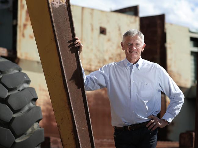 Entrepreneur Graeme Wood at the former Spring Bay Mill site at Triabunna on the state’s East Coast. Picture: LUKE BOWDEN