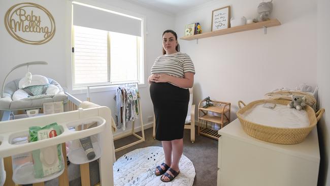 ‘With these restrictions and not being able to have my partner there the whole time, it just adds more stress,’ says first-time mother Ashleigh Melling. Picture: Roy Van Der Vegt