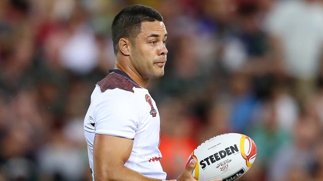 BRISBANE, AUSTRALIA - NOVEMBER 24: Jarryd Hayne of Fiji looks on during the 2017 Rugby League World Cup Semi Final match between the Australian Kangaroos and Fiji at Suncorp Stadium on November 24, 2017 in Brisbane, Australia.  (Photo by Cameron Spencer/Getty Images)