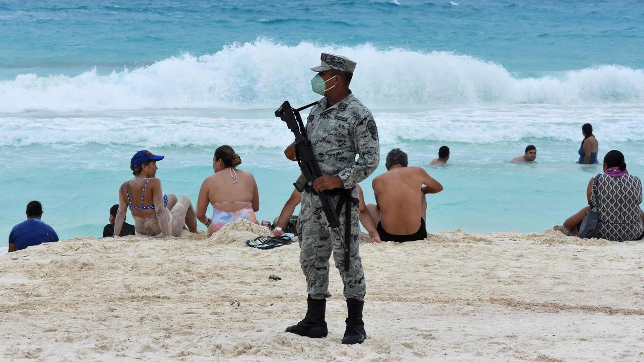 National Guard are now protecting Cancun beaches as the frequency of shooting incidents increases. Picture: Elizabeth Ruiz/AFP