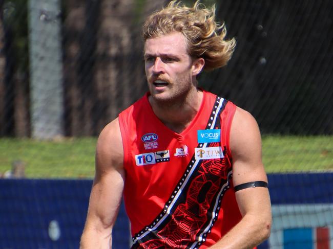 Tiwi Bomber Mason DeWit has been pivotal in defence. Picture: Celina Whan/NTFL Media