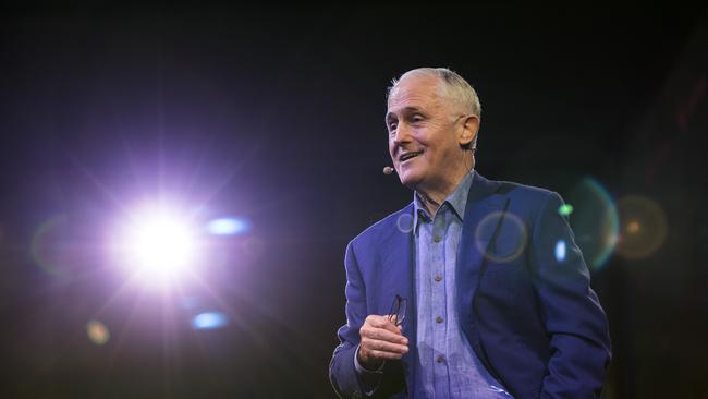 Malcolm Turnbull speaks at Startcon in Sydney on Friday. Picture: Dylan Robinson