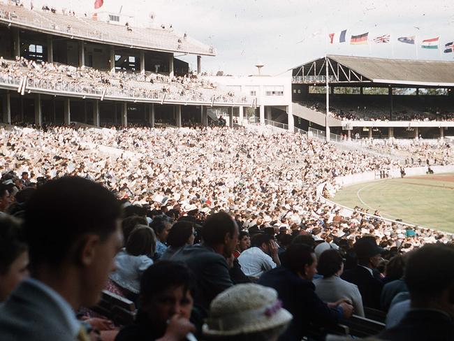 Stands at the MCG were jam packed for Olympics events in 1956. Picture: Albert Fowler