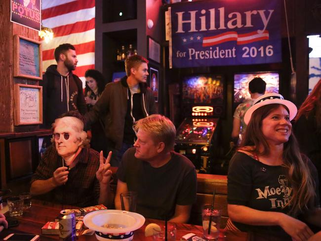 Clinton watch televised coverage of the US presidential election at the Comet Tavern in Seattle, Washington. Picture: Jason Redmond/AFP