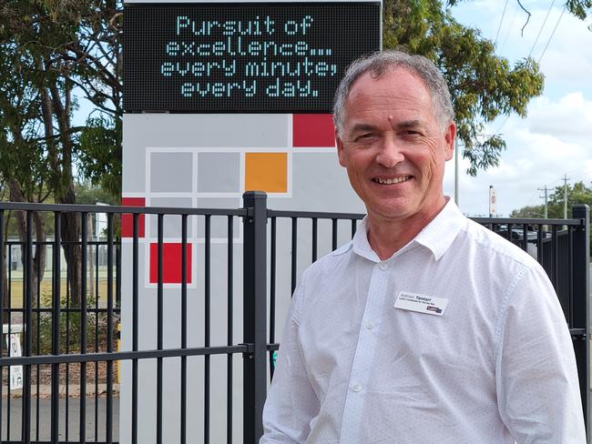 Hervey Bay's ALP candidate Adrian Tantari outside Urangan State High School.