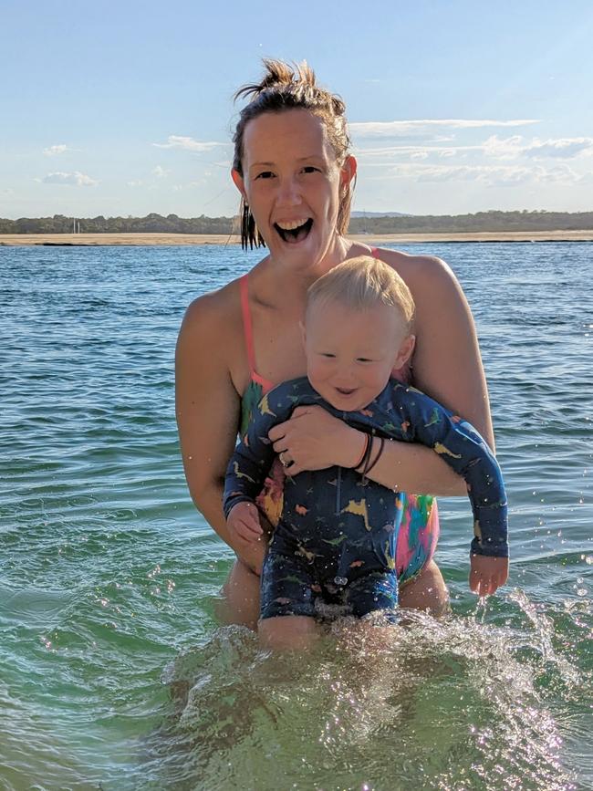 Elise and Charlie take a dip.