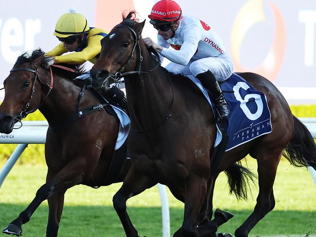 SYDNEY, AUSTRALIA - SEPTEMBER 21: James McDonald riding  I Am Me wins Race 9 Yarraman Park The Shorts during "Sydney Surf To Turf Day" - Sydney Racing at Royal Randwick Racecourse on September 21, 2024 in Sydney, Australia. (Photo by Jeremy Ng/Getty Images)