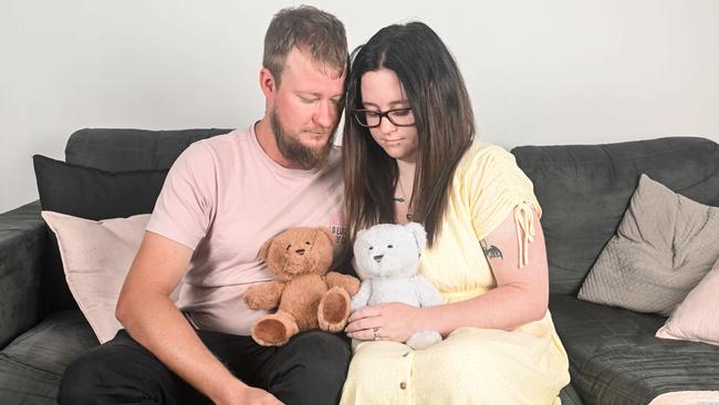 Cassandra and Jake Oest lost twins at 22 weeks after an infection. Picture: Brenton Edwards