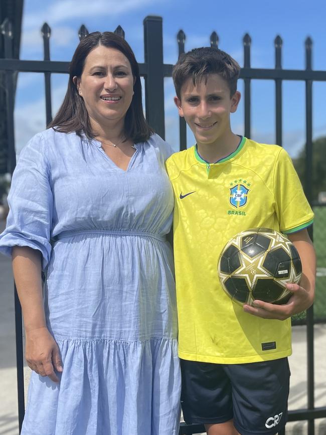 Tracey Bucciarelli and her son Luca. Ms Bucciarelli said kids just wanted to play soccer. Picture: Supplied