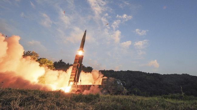 South Korea's Hyunmoo II ballistic missile is fired during an exercise at an undisclosed location in South Korea today.