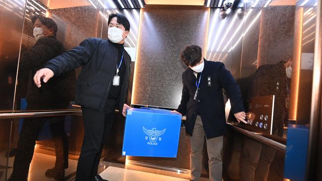 Police officers conduct a raid at Muan International Airport, where they raided the Jeju Air office on Thursday after the crash involving one of the carrier's Boeing 737-800s that killed 179 people. Picture: YONHAP/AFP