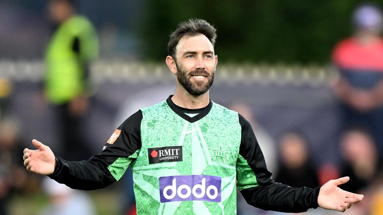 HOBART, AUSTRALIA – DECEMBER 28: Glenn Maxwell of the Stars celebrates the wicket of Sam Hain of the Hurricanes during the BBL match between Hobart Hurricanes and Melbourne Stars at Blundstone Arena, on December 28, 2023, in Hobart, Australia. (Photo by Steve Bell/Getty Images)