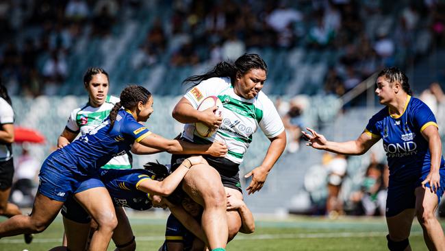 Premier Women grand final action between Bond University and Sunnybank. Photo credit QRU/Brendan Hertel.