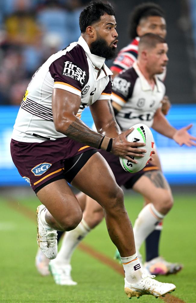 Payne Haas on the charge for the Broncos. Picture: NRL Photos