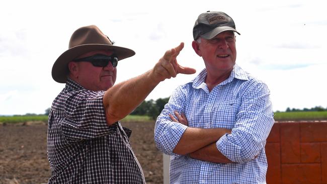 Hinchinbrook Mayor Ramon Jayo with Minister for Primary Industries Tony Perrett in the wake of last month’s flood disaster. Picture: Cameron Bates