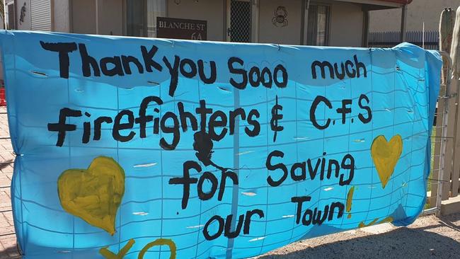 A sign thanking the area’s dedicated CFS. Picture: Kerry Hodges