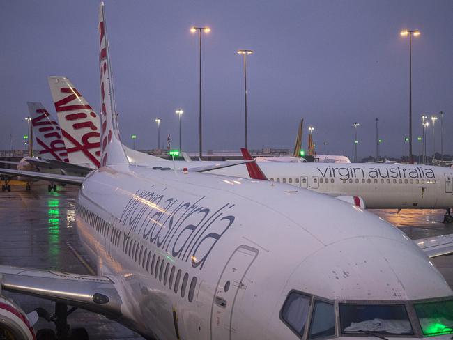 Virgin aircraft parked at Melbourne’s Tullamarine Airport. Picture: Getty Images